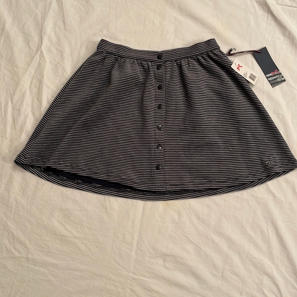NWT Navy/white striped button up skirt Tommy Girl